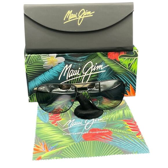 Maui Jim Castles Polarized Aviator Sunglasses MJ0728S-001 NIB - Picture 3 of 10